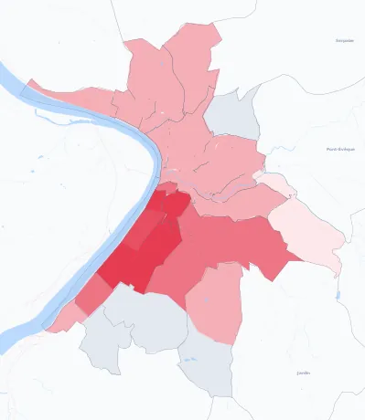 Carte de la valeur locative de référence de Vienne
