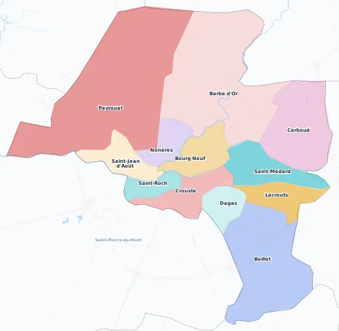 Carte des arrondissements et quartiers de Mont-de-Marsan