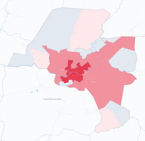Carte de la valeur locative de référence de Mont-de-Marsan