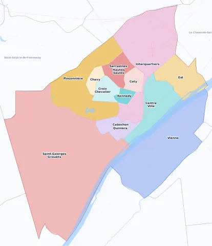 Carte des arrondissements et quartiers de Blois