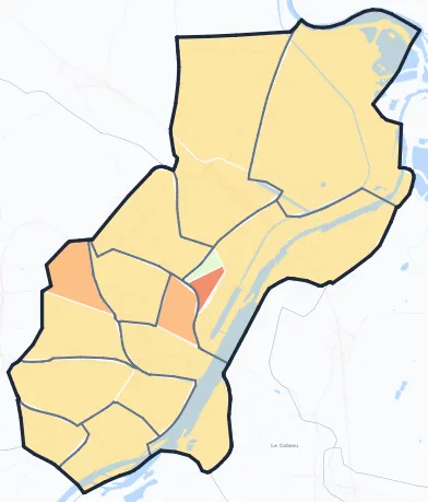 Carte de densité de population de Roanne