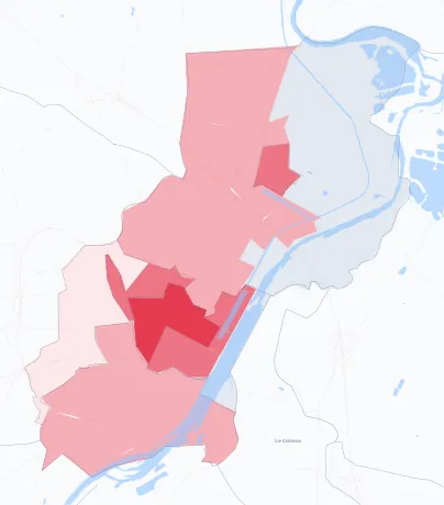 Carte de la valeur locative de référence de Roanne