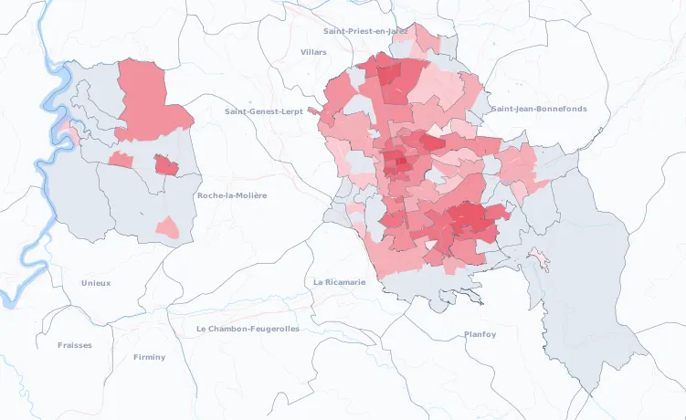 Carte de la valeur locative de référence de Saint-Étienne