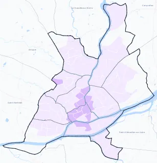 Carte de densité de population étudiante de Nantes