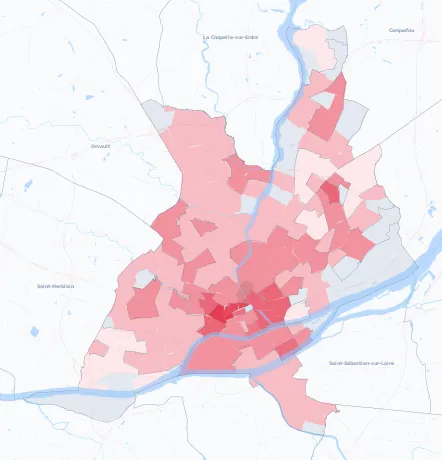 Carte de la valeur locative de référence de Nantes