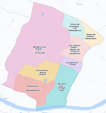 Carte des arrondissements et quartiers de Saint-Herblain