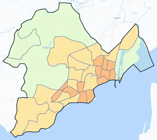 Carte de densité de population de Saint-Nazaire