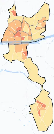 Carte de densité de population de Orléans