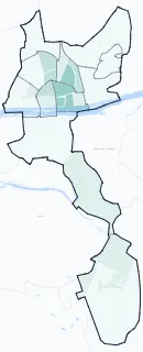 Carte de densité d'emplois salariés estimés de Orléans
