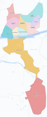 Carte des arrondissements et quartiers de Orléans