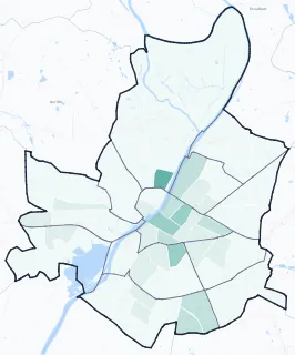 Carte de densité d'emplois salariés estimés de Angers