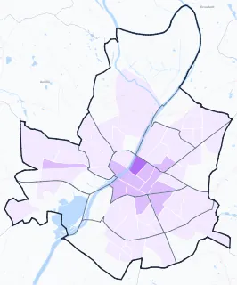Carte de densité de population étudiante de Angers