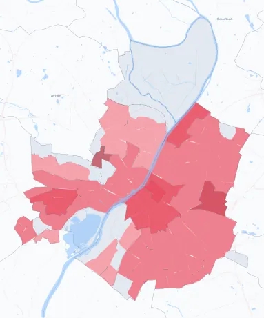 Carte de la valeur locative de référence de Angers