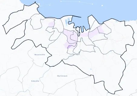 Carte de densité de population étudiante de Cherbourg-en-Cotentin