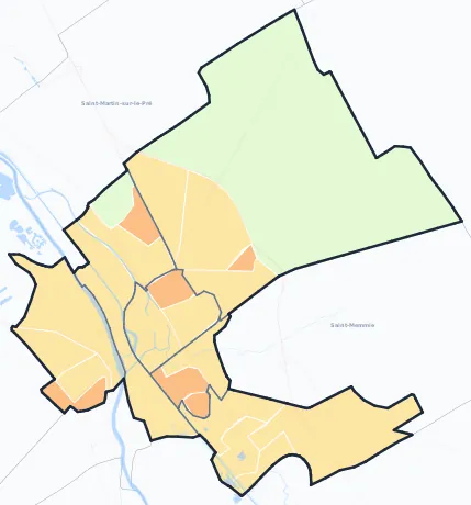 Carte de densité de population de Châlons-en-Champagne