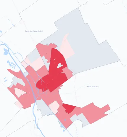 Carte de la valeur locative de référence de Châlons-en-Champagne