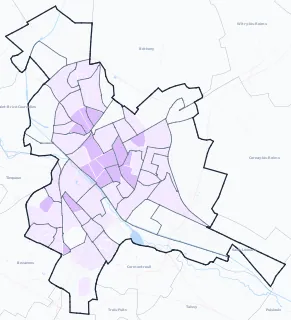 Carte de densité de population étudiante de Reims
