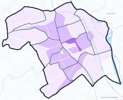 Carte de densité de population étudiante de Nancy