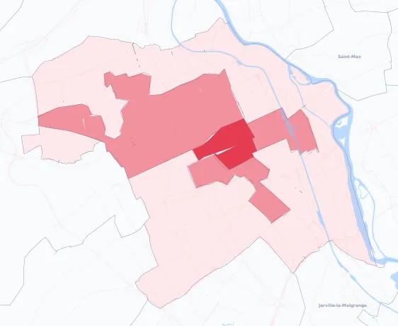 Carte de la valeur locative de référence de Nancy