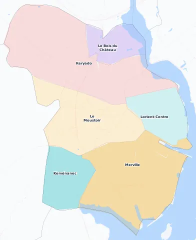 Carte des arrondissements et quartiers de Lorient