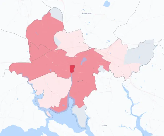 Carte de la valeur locative de référence de Vannes