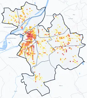 Carte des commerces de Metz