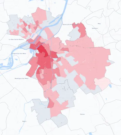 Carte de la valeur locative de référence de Metz