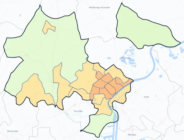 Carte de densité de population de Thionville