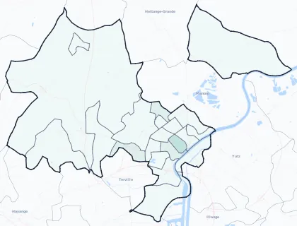 Carte de densité d'emplois salariés estimés de Thionville