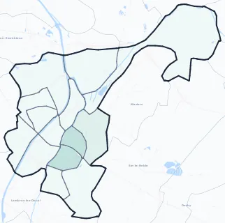 Carte de densité d'emploi (répartition estimée) de Douai