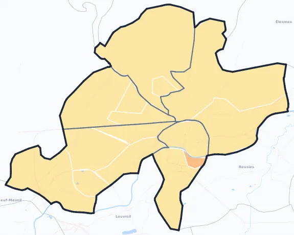 Carte de densité de population de Maubeuge