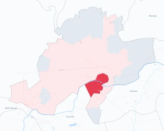 Carte de la valeur locative de référence de Maubeuge