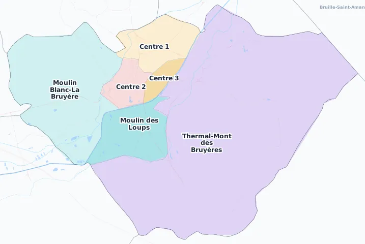 Carte des arrondissements et quartiers de Saint-Amand-les-Eaux