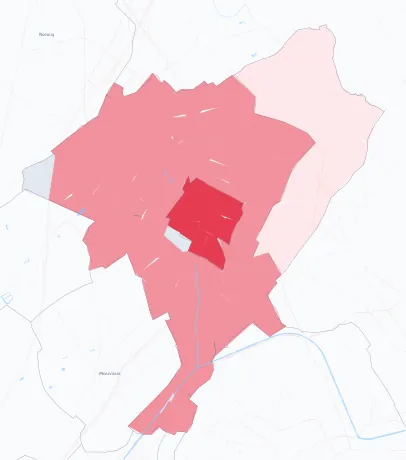 Carte de la valeur locative de référence de Tourcoing