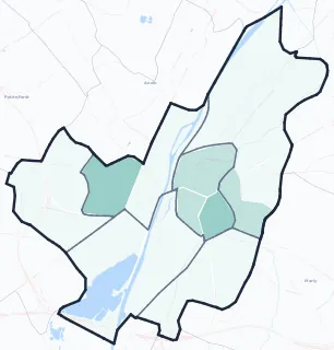 Carte de densité d'emploi (répartition estimée) de Valenciennes