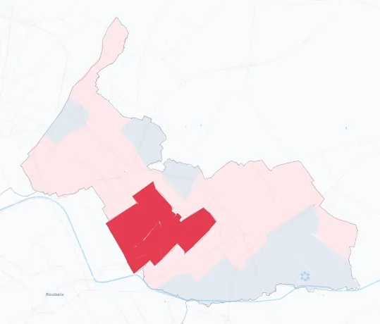 Carte de la valeur locative de référence de Wattrelos