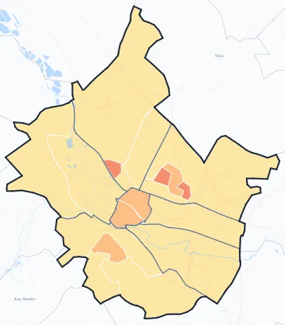 Carte de densité de population de Beauvais