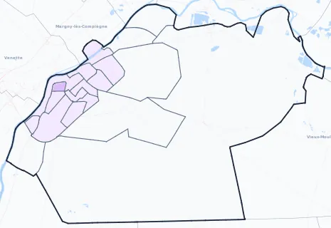 Carte de densité de population étudiante de Compiègne