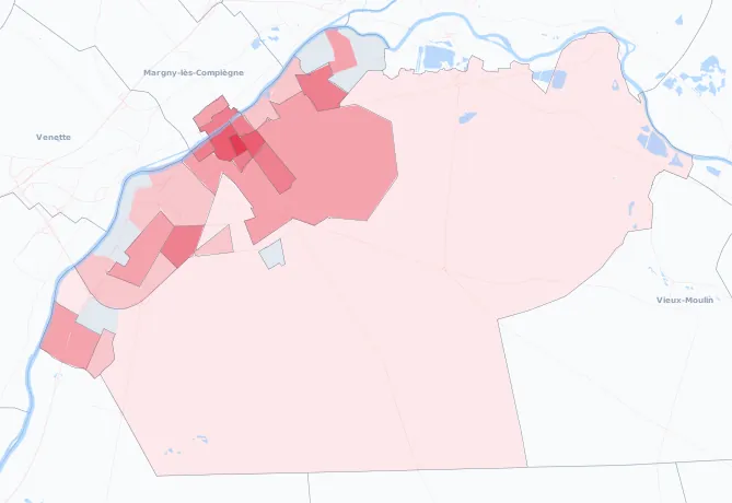 Carte de la valeur locative de référence de Compiègne