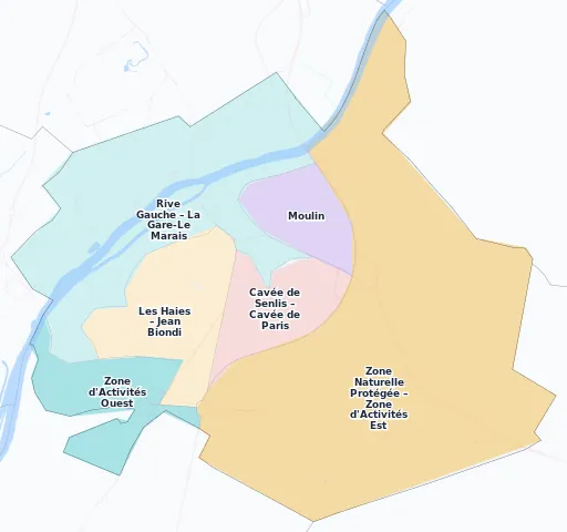 Carte des arrondissements et quartiers de Creil