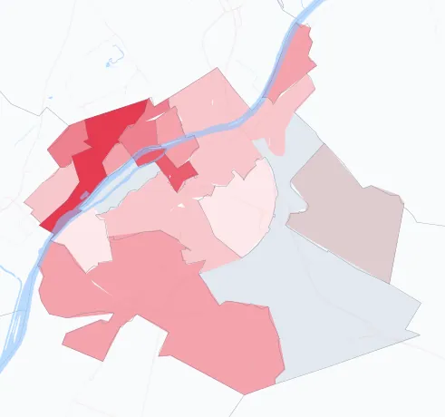 Carte de la valeur locative de référence de Creil