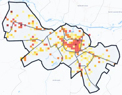 Carte des commerces de Arras