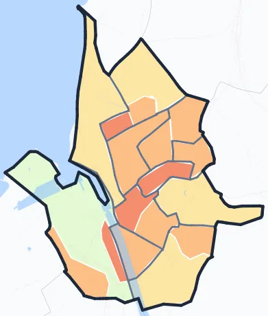 Carte de densité de population de Boulogne-sur-Mer
