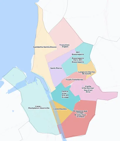 Carte des arrondissements et quartiers de Boulogne-sur-Mer