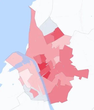 Carte de la valeur locative de référence de Boulogne-sur-Mer