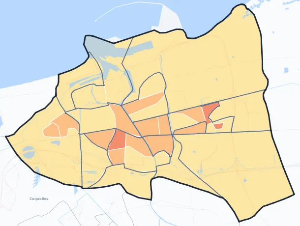 Carte de densité de population de Calais