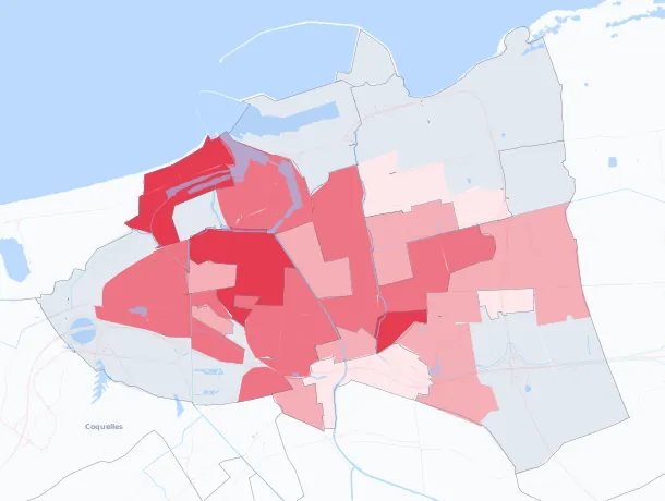Carte de la valeur locative de référence de Calais