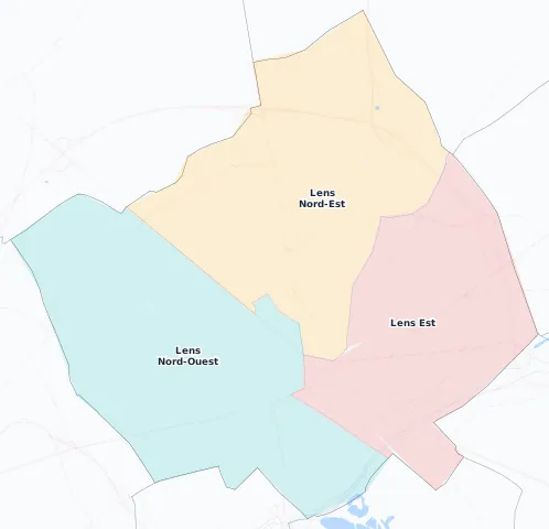 Carte des arrondissements et quartiers de Lens
