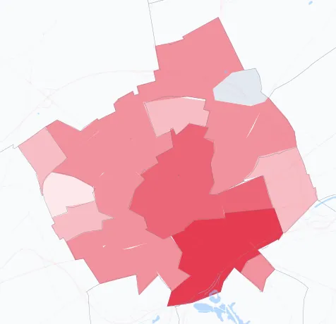Carte de la valeur locative de référence de Lens