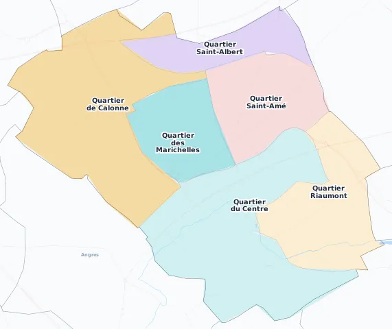 Carte des arrondissements et quartiers de Liévin